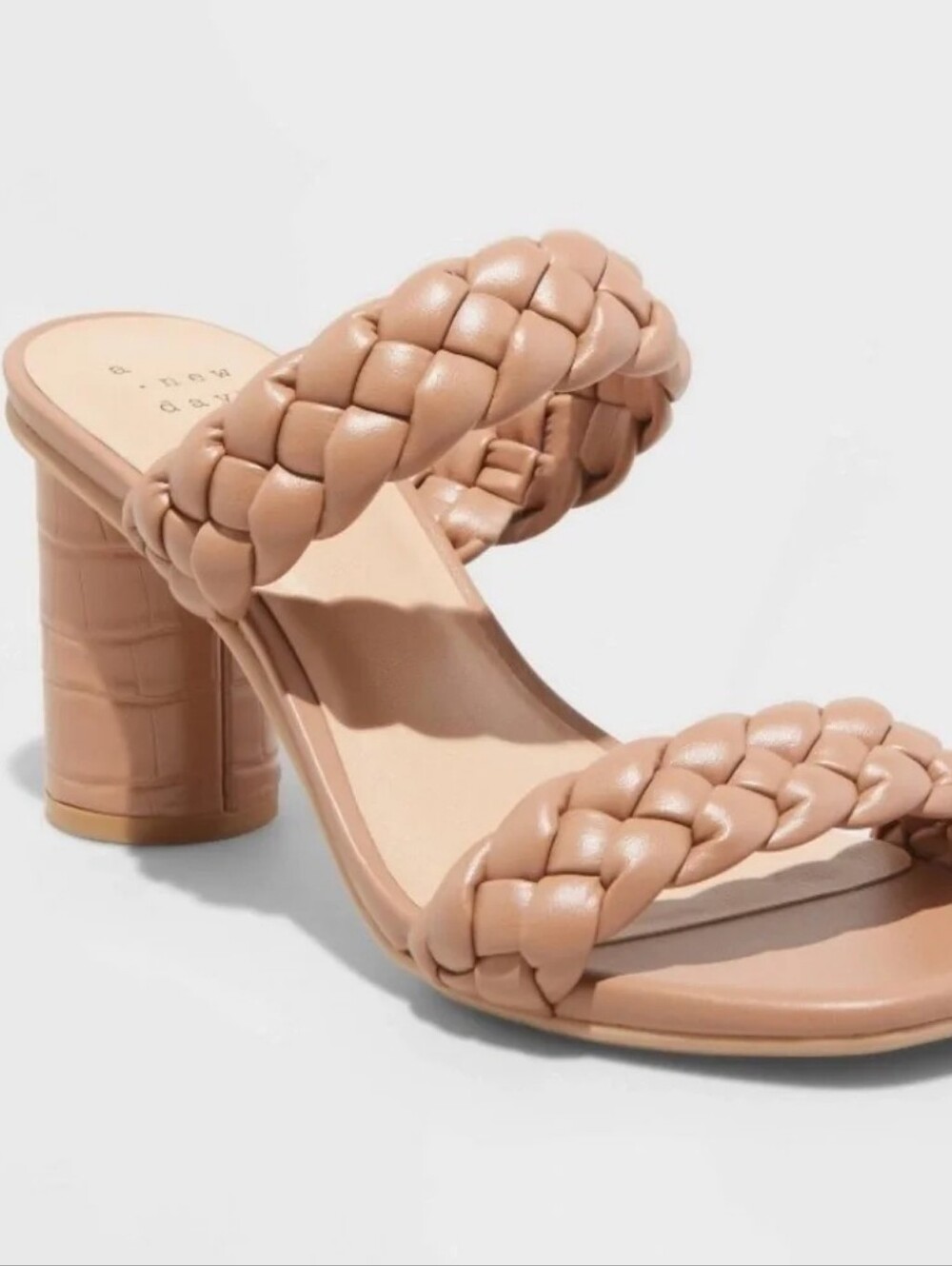 a new day Braided Double-Strap Slide Heels — Beige NWOB